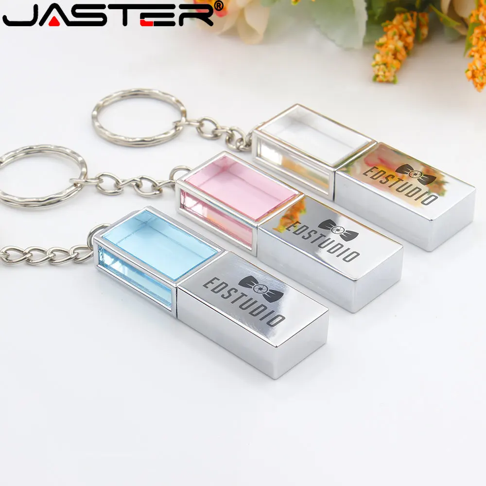 JASTER USB 2.0 Флаш устройства, Розов Мини Crystal 128 GB Флаш диск С Безплатен гравирани с Логото 32 GB, 64 GB, Memory Stick Подаръци Ключ Метален U Диск2