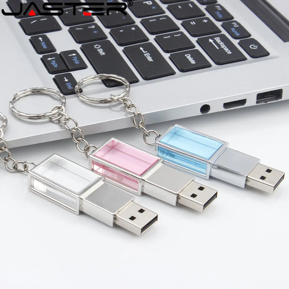 JASTER USB 2.0 Флаш устройства, Розов Мини Crystal 128 GB Флаш диск С Безплатен гравирани с Логото 32 GB, 64 GB, Memory Stick Подаръци Ключ Метален U Диск4