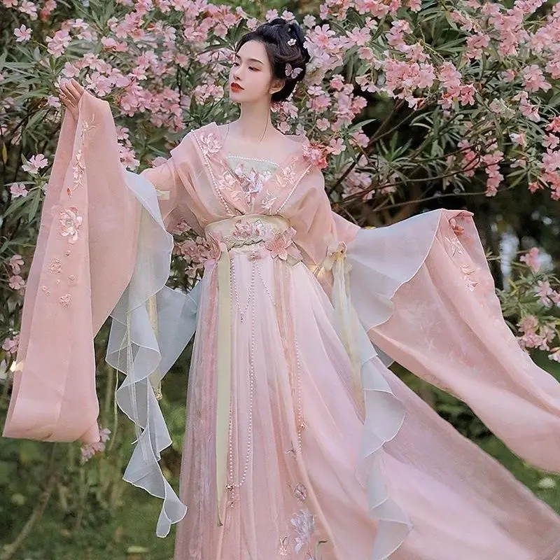 Китайското рокля Hanfu, женска риза с голям ръкав и принтом, комплект Hanfu, карнавальное рокля за cosplay, феи, танцово рокля Hanfu2