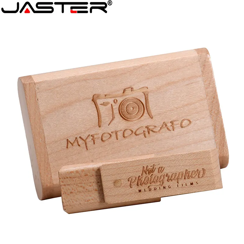 JASTER Въртящи се Дървени флаш памети USB 2.0 128 GB Креативна подарък кутия Флаш памет 64 GB 32 GB Безплатно лого Memory stick duo 16 GB 8 GB U-диск4
