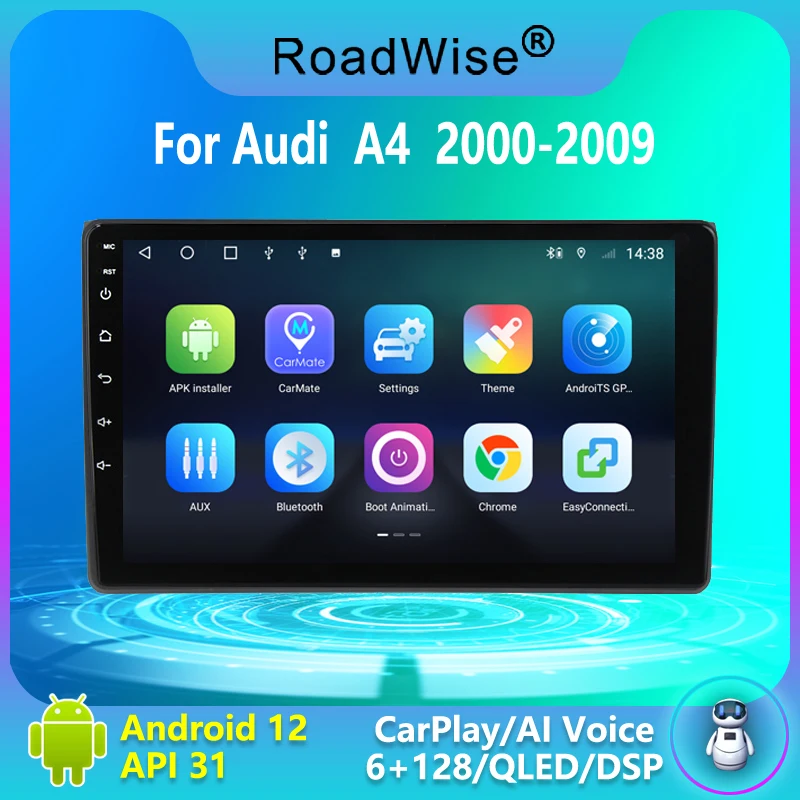 Пътнически 8 + 256 Android Автомобилен Радиоприемник За Audi A4 B8 B7 B6 S4 RS4 SEAT Exeo 2000-2009 4G Wifi 2Din DVD GPS Carplay Авторадио Стерео0
