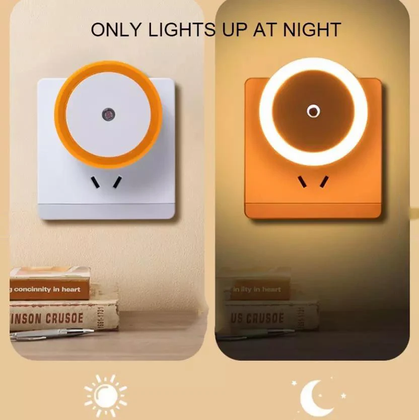 Автоматично включване/Изключване на Сензора за Осветеност Lampu Tidur Motion Night Light Led Smart Шкаф Автоматично Включване/Изключване За стълбища, Спални и Коридор Кръг3